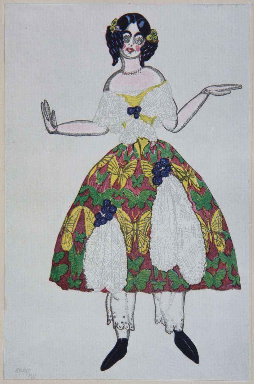 Diseño de Vestuario para el ballet La Tienda de Juguetes Mágicos de G. Rossini, 1919 de Leon Bakst