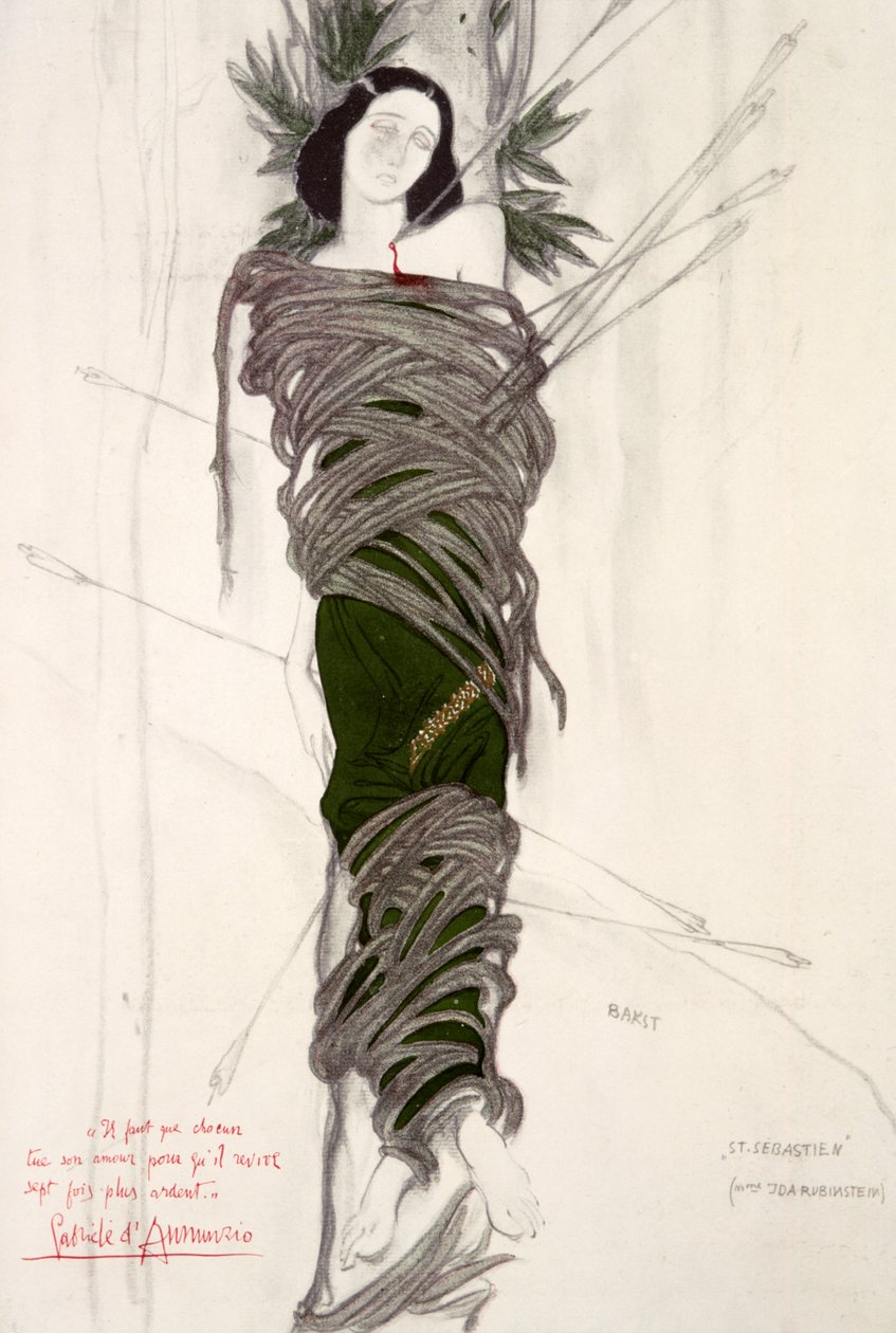 Diseño de vestuario para la bailarina de ballet Ida Rubinstein, 1911 de Leon Bakst