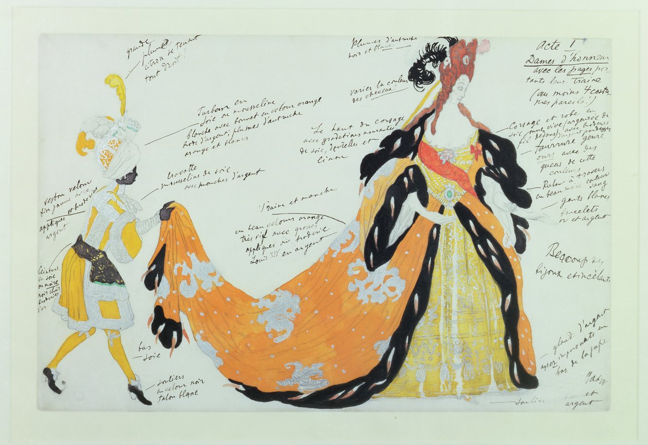Traje para Dama y su Paje, para el ballet de Diaghilev de Leon Bakst