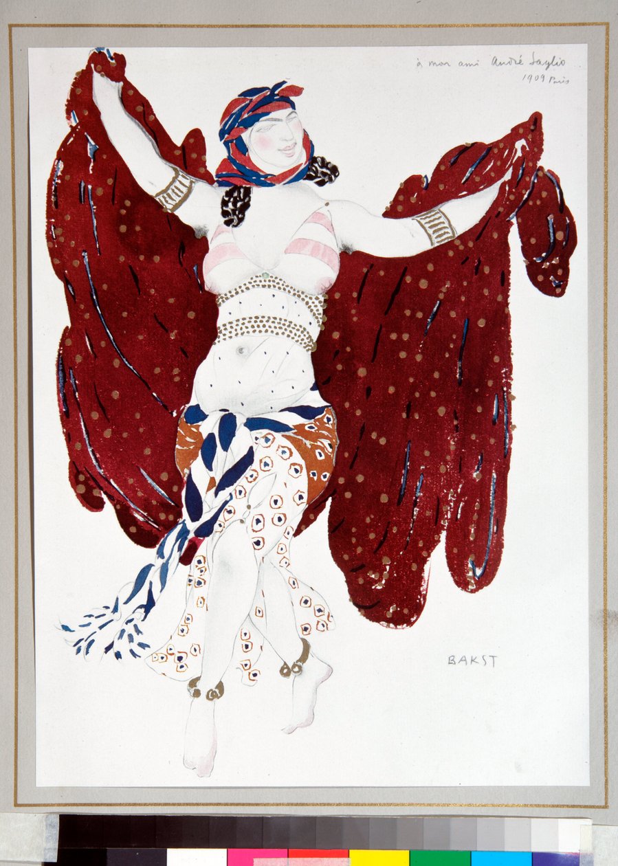Traje ""Bailarina"" diseñado por Leon Bakst (1866-1924) para el ballet ""Cleopatre"" de los Ballets Russes de Leon Bakst
