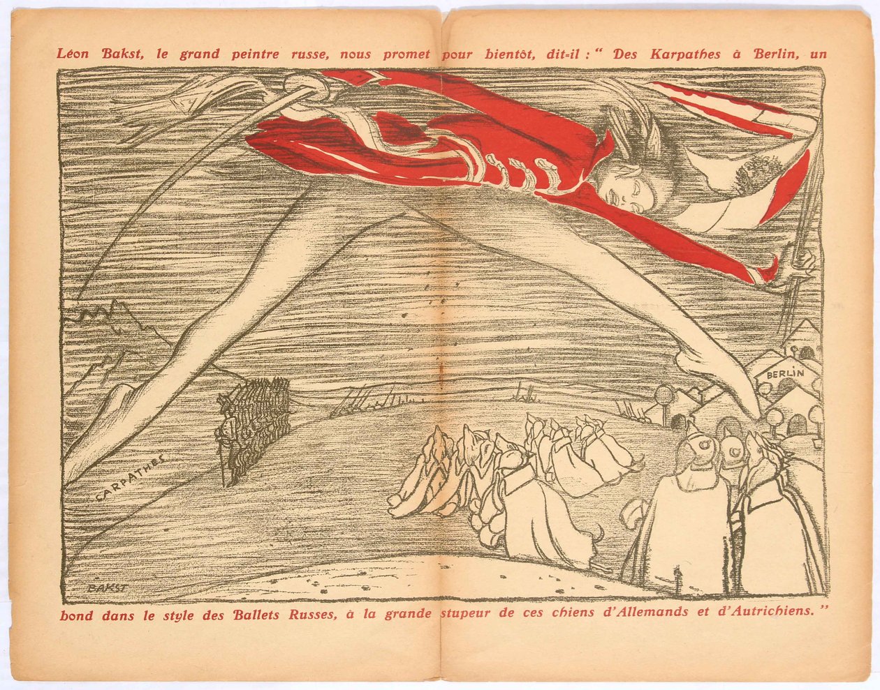 De los Cárpatos a Berlín, un salto en el estilo de los ballets rusos..., c. 1915 de Leon Bakst