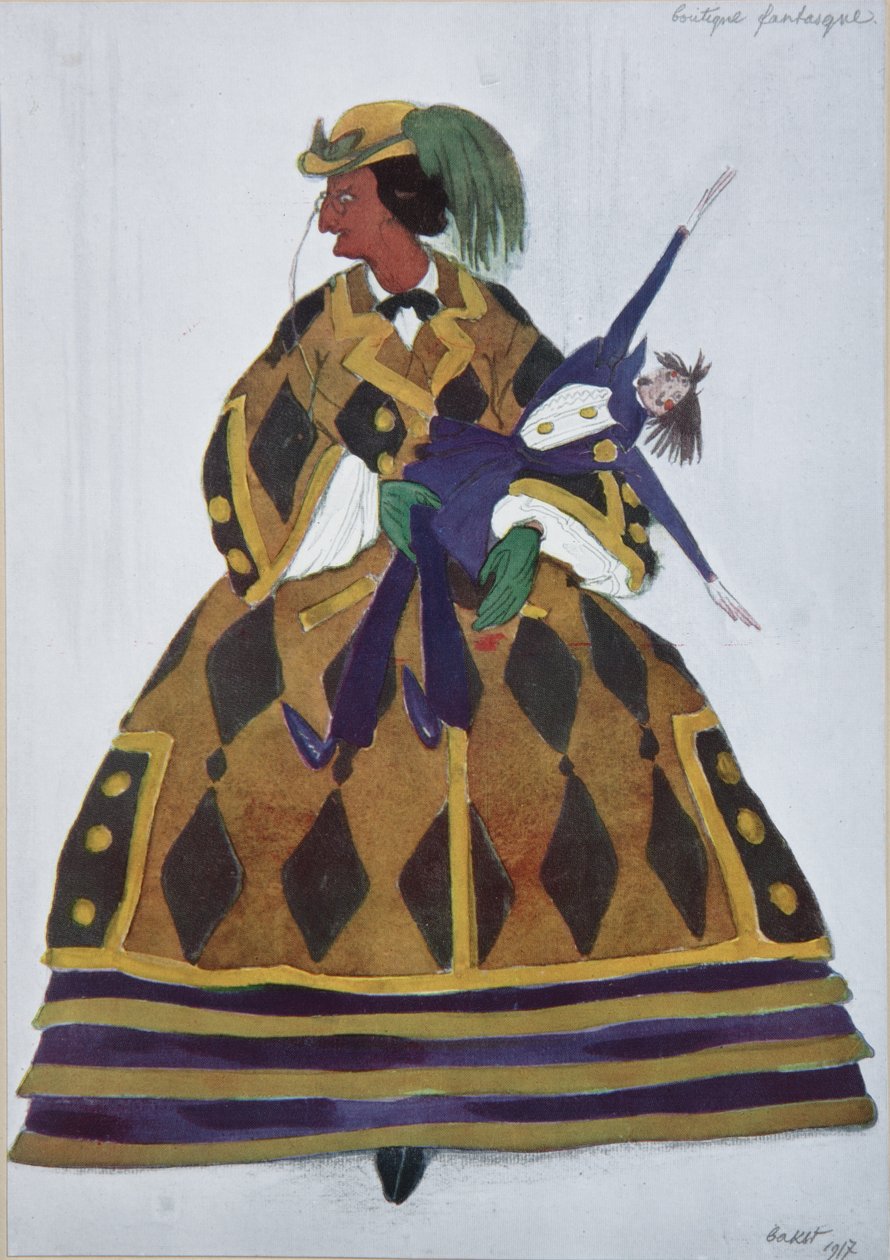 Mujer inglesa. Diseño de vestuario para el ballet La tienda de juguetes mágicos de G. Rossini, 1919 de Leon Bakst