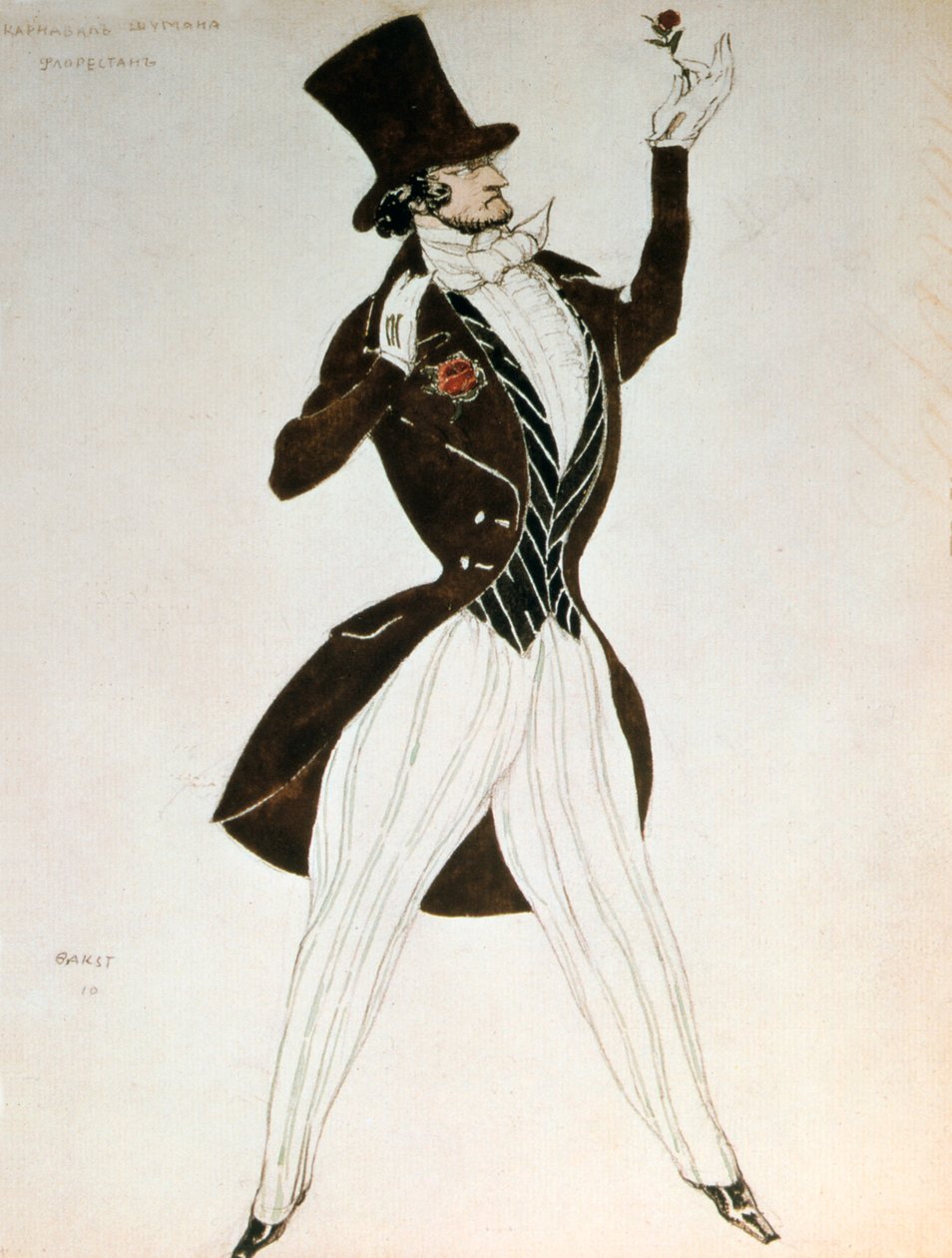 Florestan, diseño para un traje para el ballet Carnaval compuesto por Robert Schumann, 1919 de Leon Bakst
