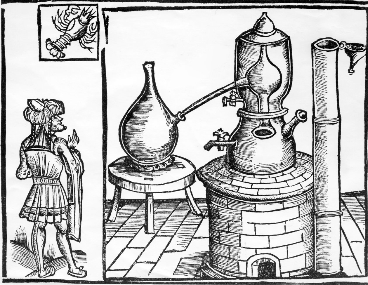 Ilustración tomada de Los aceites volátiles por Edward Gildemeister y Fr. Hoffmann, 1860 de Leon Bakst