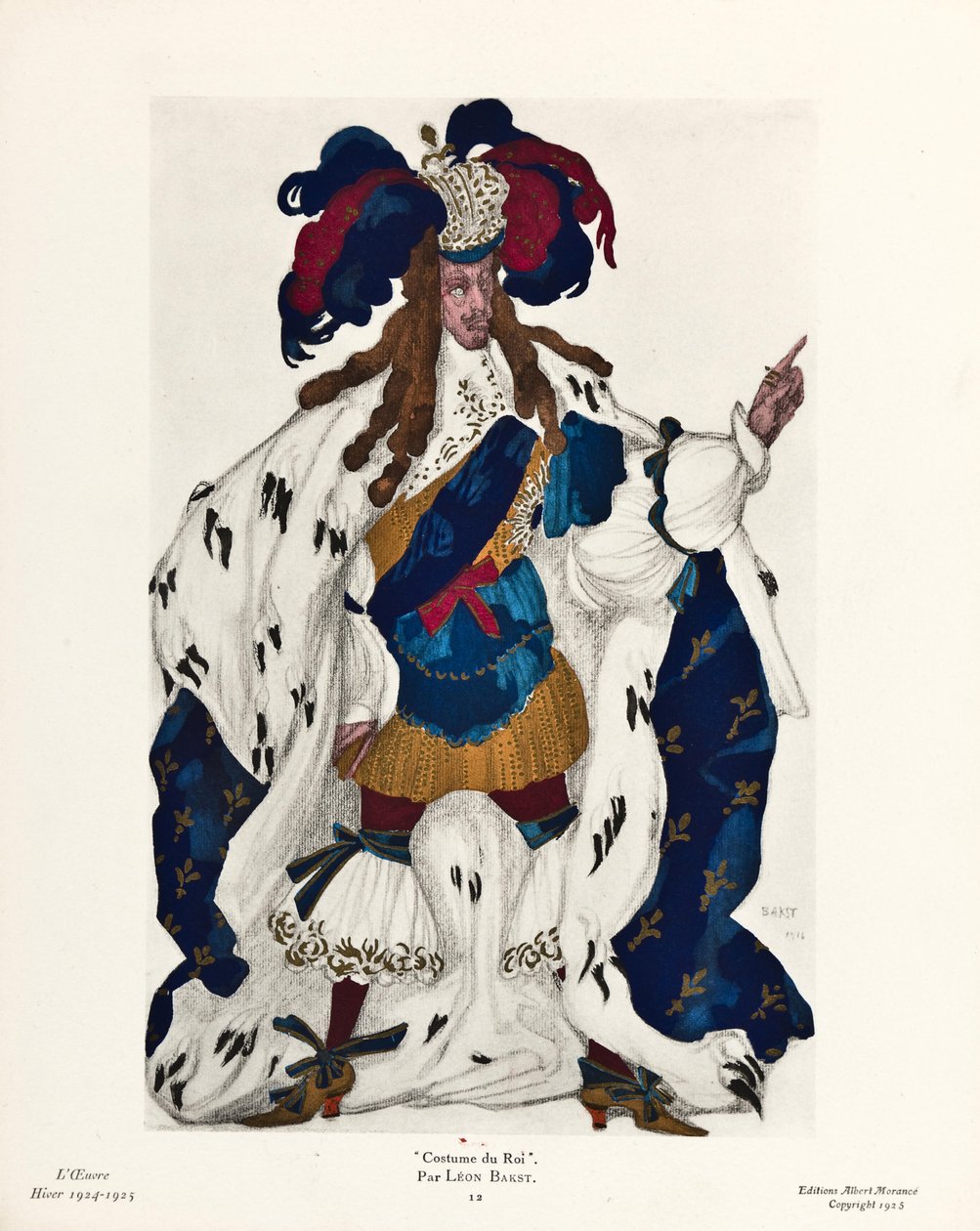 Rey. Diseño de vestuario para el ballet La Bella Durmiente de P. Tchaikovsky, 1921 de Leon Bakst