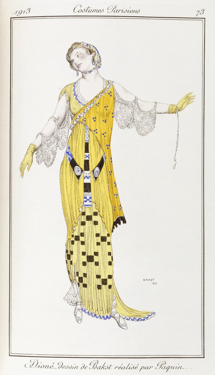 Ropa parisina: Dione-dibujo de Bakst ejecutado por Paquin, 1913 de Leon Bakst