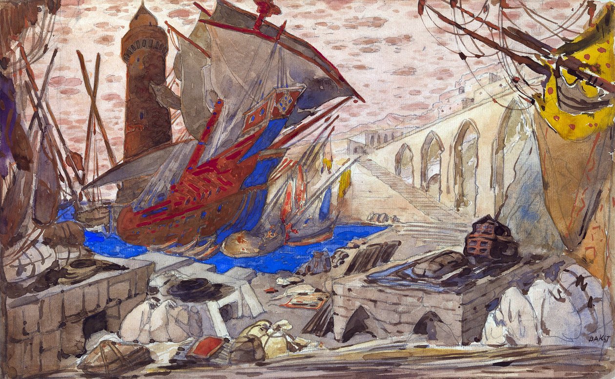 Escenografía para La Pisanelle ou la mort parfumee de Gabriele d
