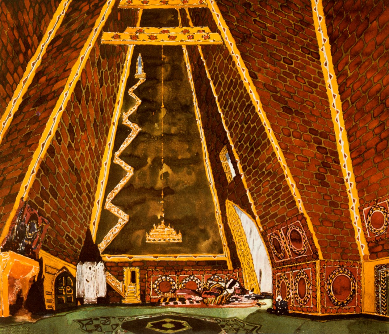 Diseño de Escenario para Thamar, ballet de Mily Balakirev de Leon Bakst