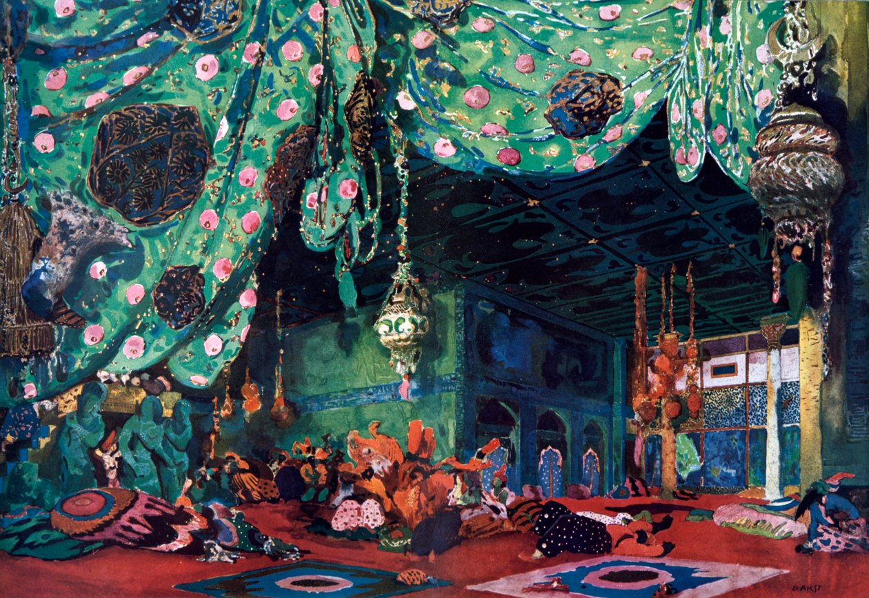 Diseño de escenario para el ballet Scheherazade de Leon Bakst