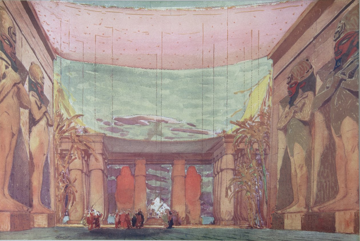 Diseño de escenario para el ballet Cleopatra, 1909 de Leon Bakst