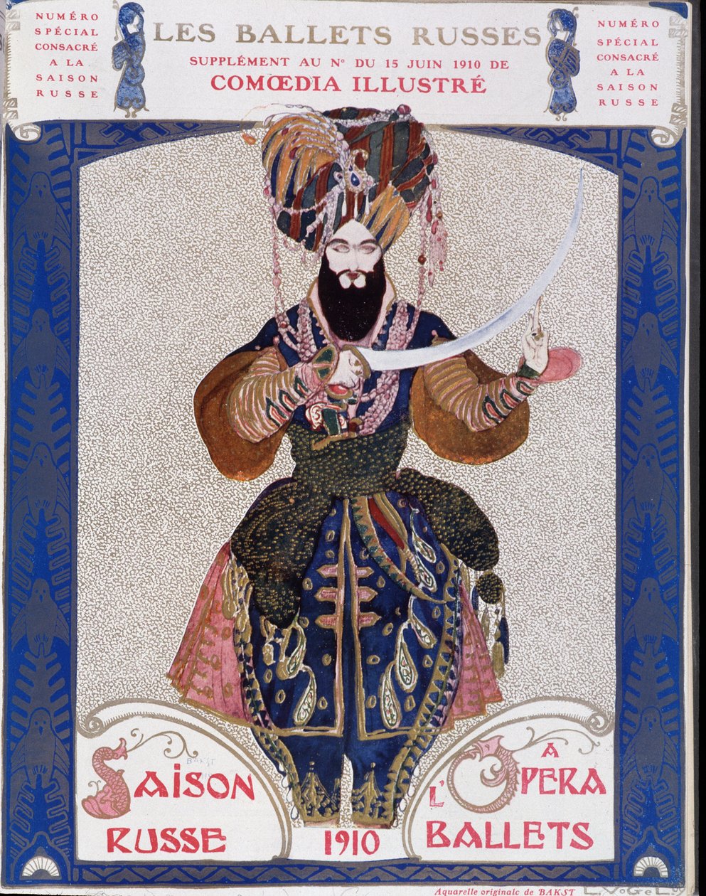 Los ballets rusos en la ópera - acuarela por Bakst, en “Comoedia ilustrada” de Leon Bakst