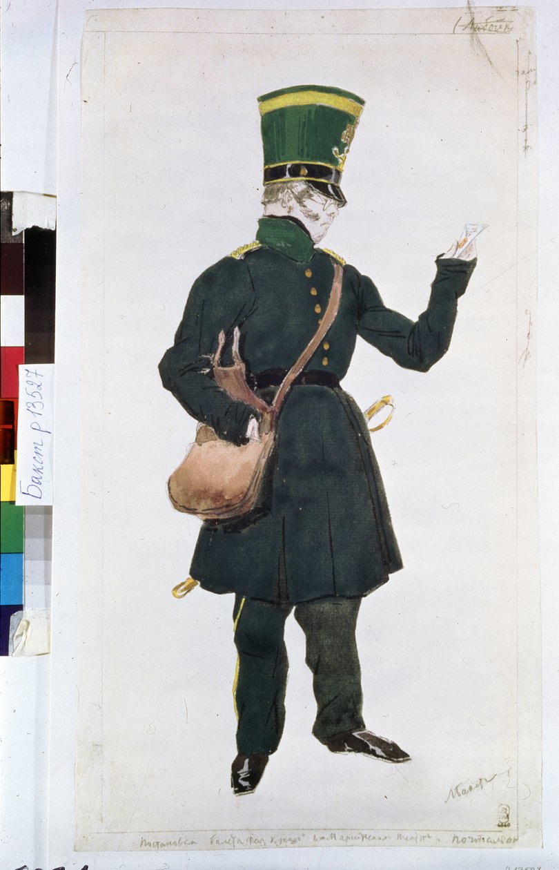 El cartero, disfraz para el ballet "La fee des poupees" dirigido por Joseph Bayer (1852-1913) de Leon Bakst