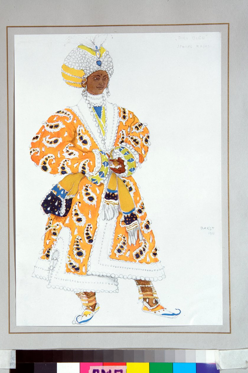 Traje de "el joven raja" para el ballet ruso "El dios azul" de Michel Fokine de Leon Bakst
