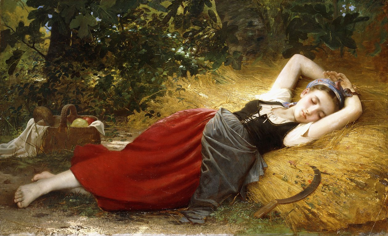 Una joven campesina durmiendo de Leon Bazile Perrault