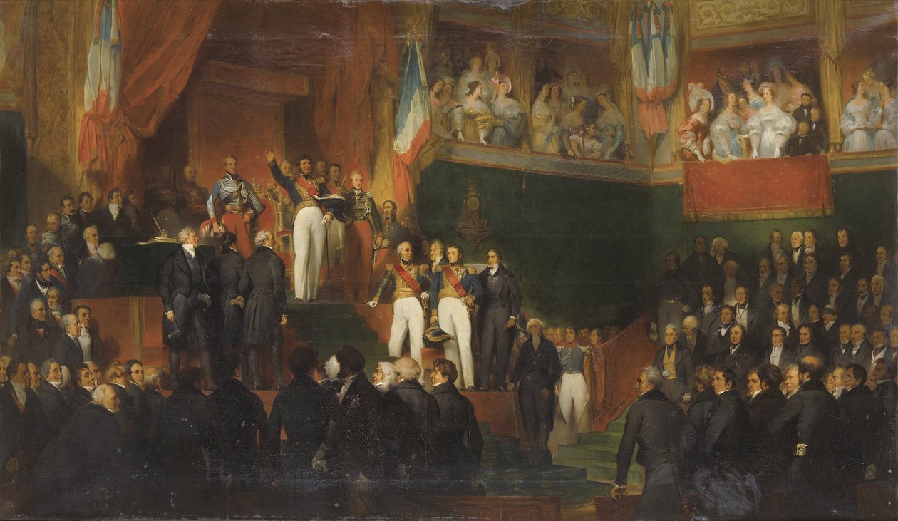 Luis Felipe (1773-1850) prestando juramento de mantener la Carta de 1830 ante las Cámaras, el 9 de agosto de 1830 de Leon Bazile Perrault