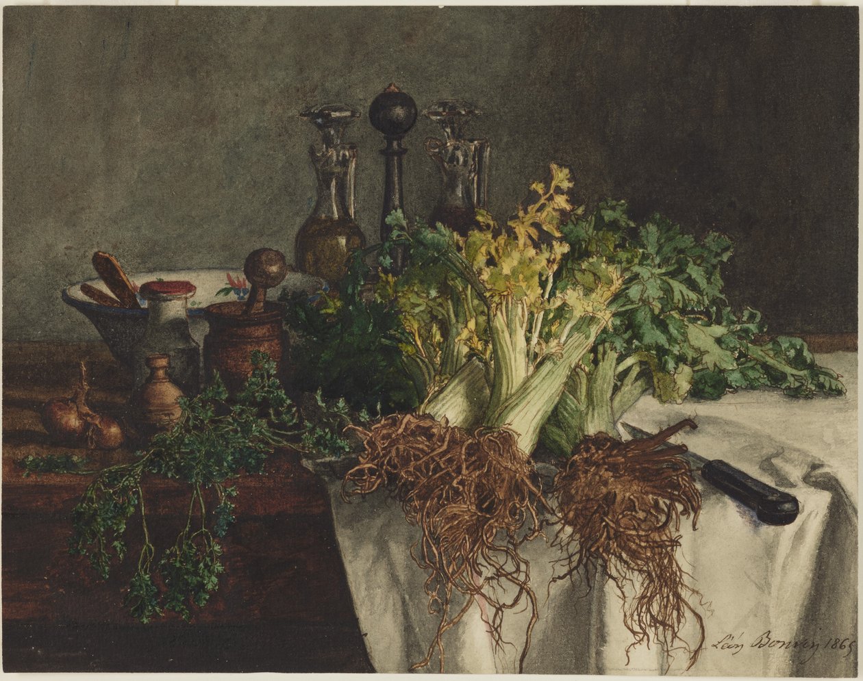 Bodegón con apio de Léon Bonvin
