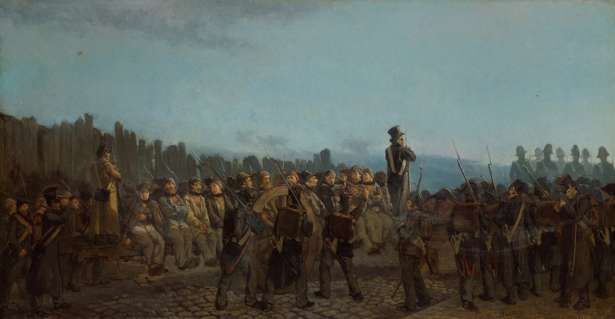 Convictos saliendo del Kremlin Bicetre (óleo sobre lienzo) de Leon Charles Adrien Bailly