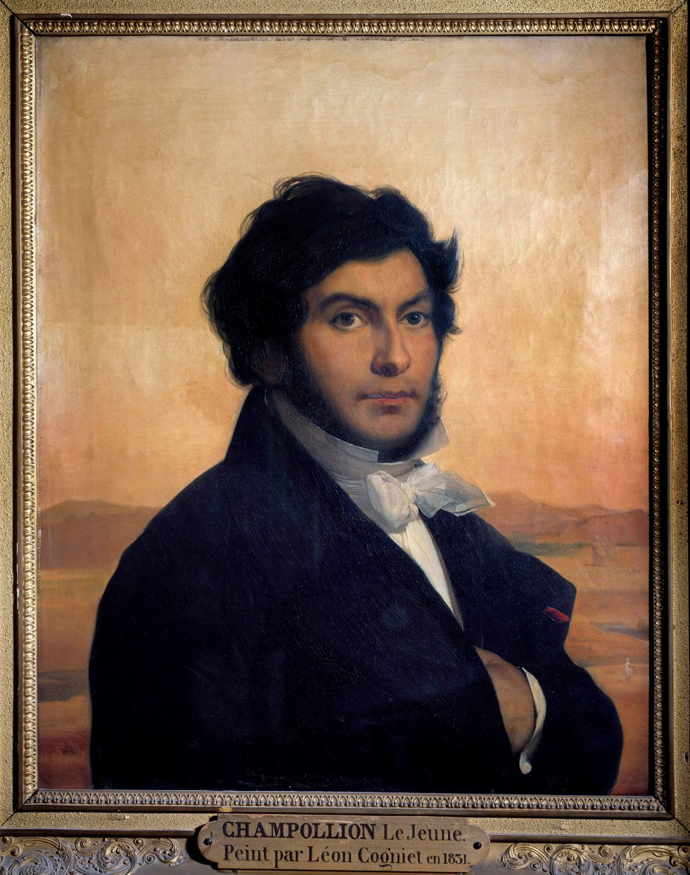 Retrato de Jean-François Champollion, egiptólogo francés, descifrador de jeroglíficos de Léon Cogniet