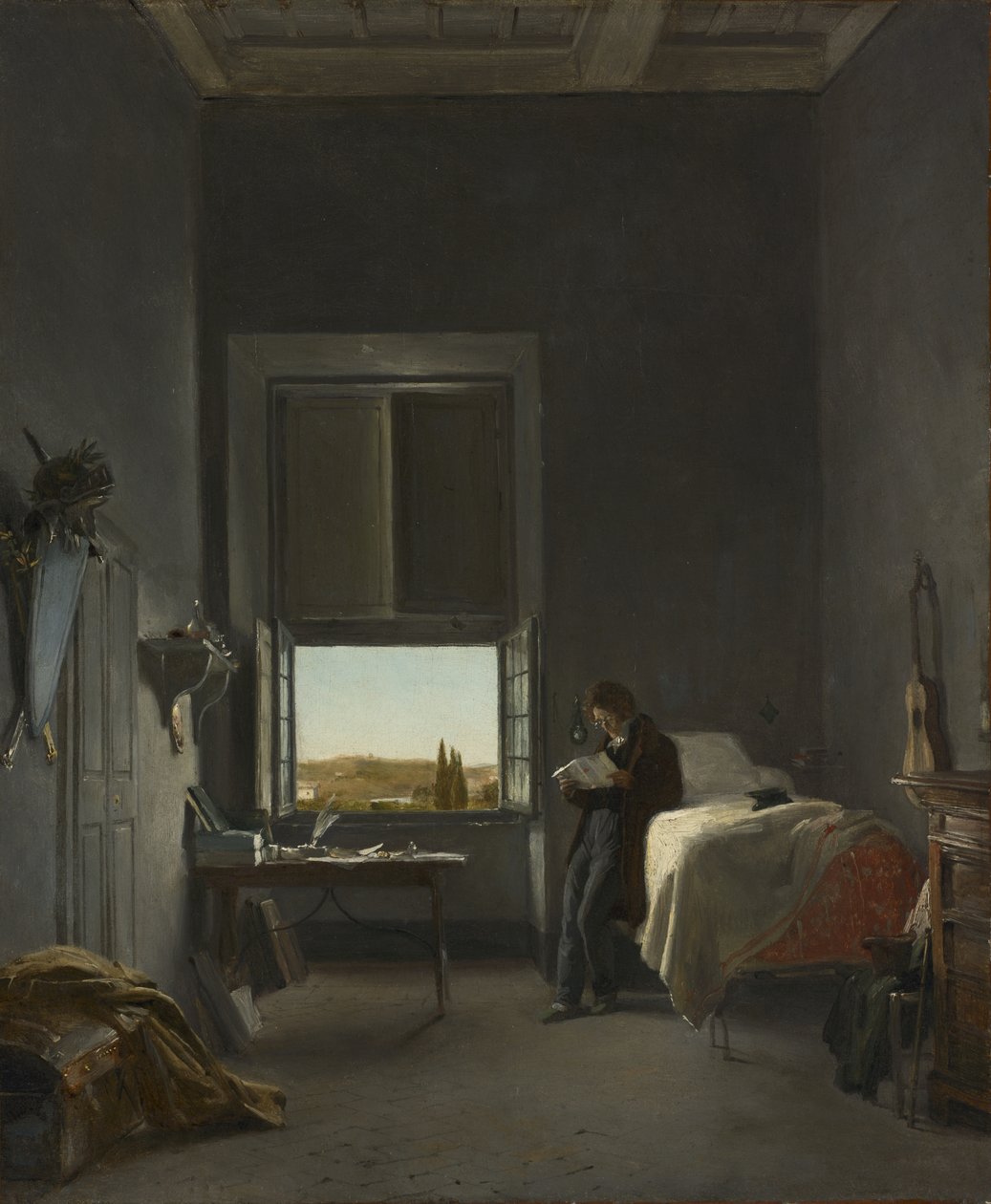 The Artist in His Room at the Villa Medici, Rome de Léon Cogniet