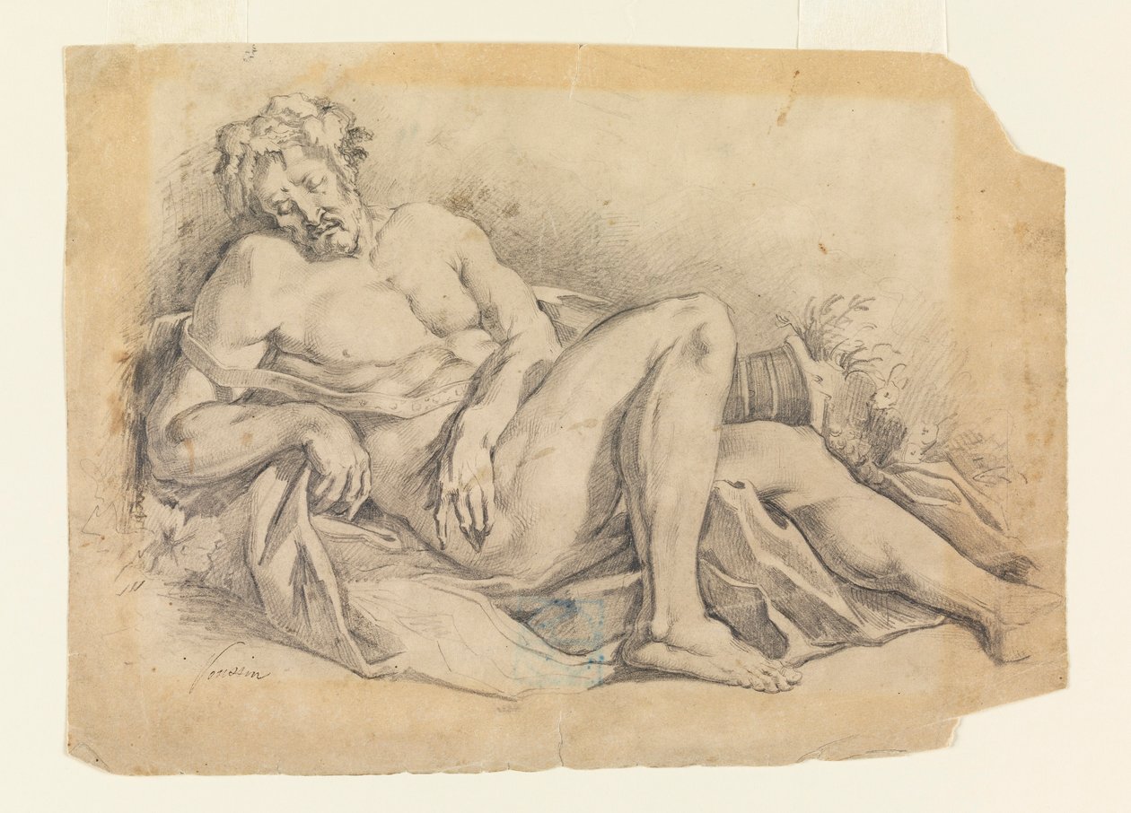 Dibujo, Baco durmiendo (según Poussin), 1886-92 de Leon Dabo