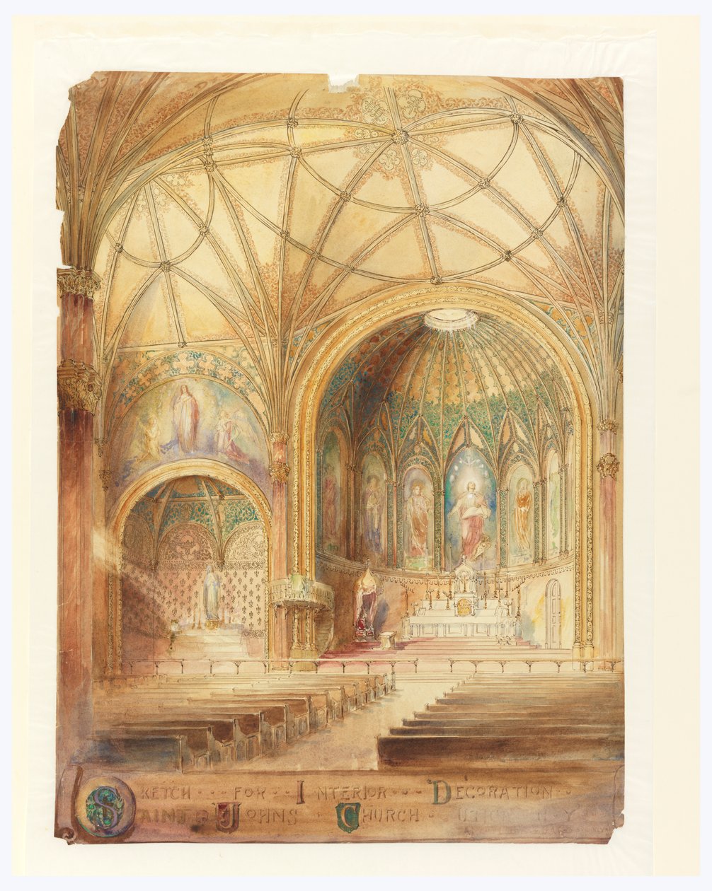 Representación del interior, Iglesia de San Juan, Utica, NY de Leon Dabo