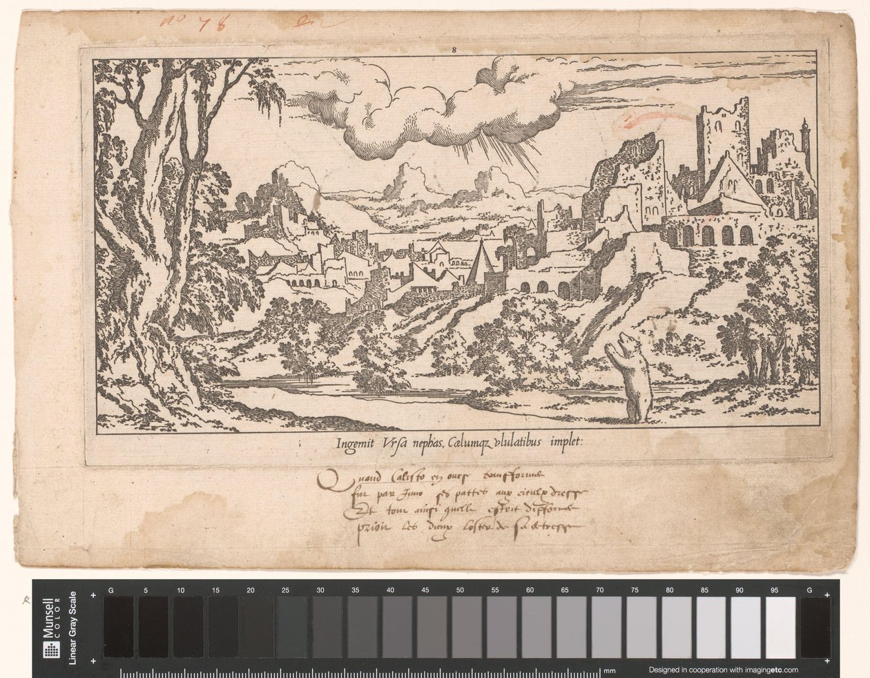Calisto como un oso suplica a Júpiter en un paisaje de ruinas Le Fable de Calisto (título de la serie) Mito de Calisto (título de la serie) de Leon Davent