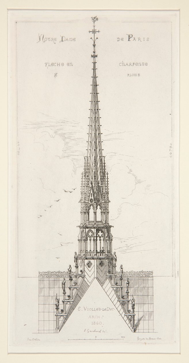 Notre Dame de Paris: flecha en marco y plomo de Leon Gaucherel