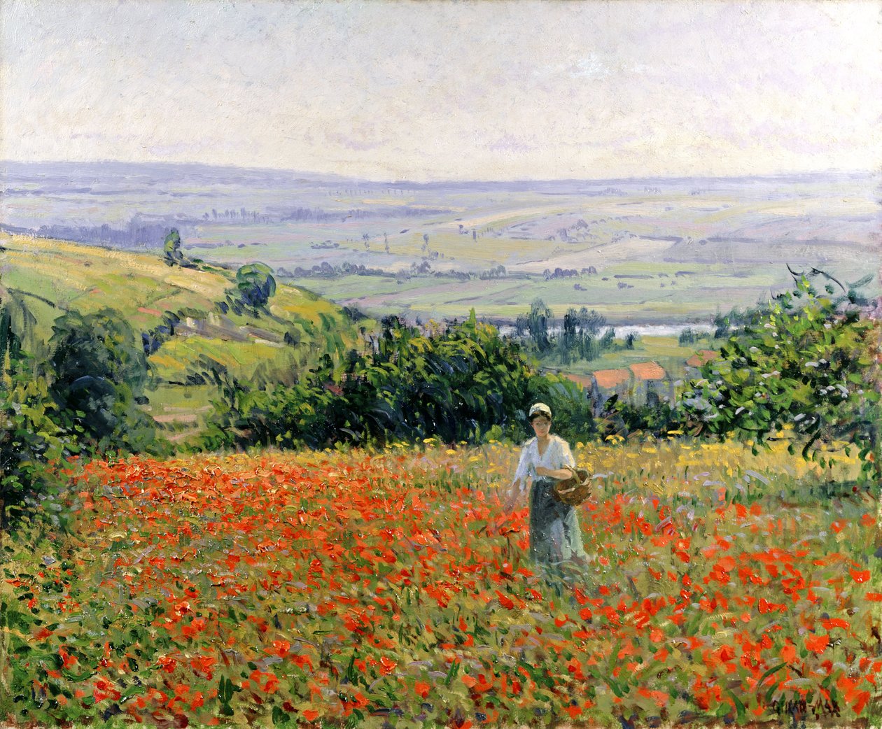 Mujer en un campo de amapolas de Leon Giran Max