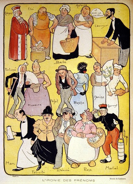 La ironía de los nombres, ilustración de principios del siglo XX para la revista 
