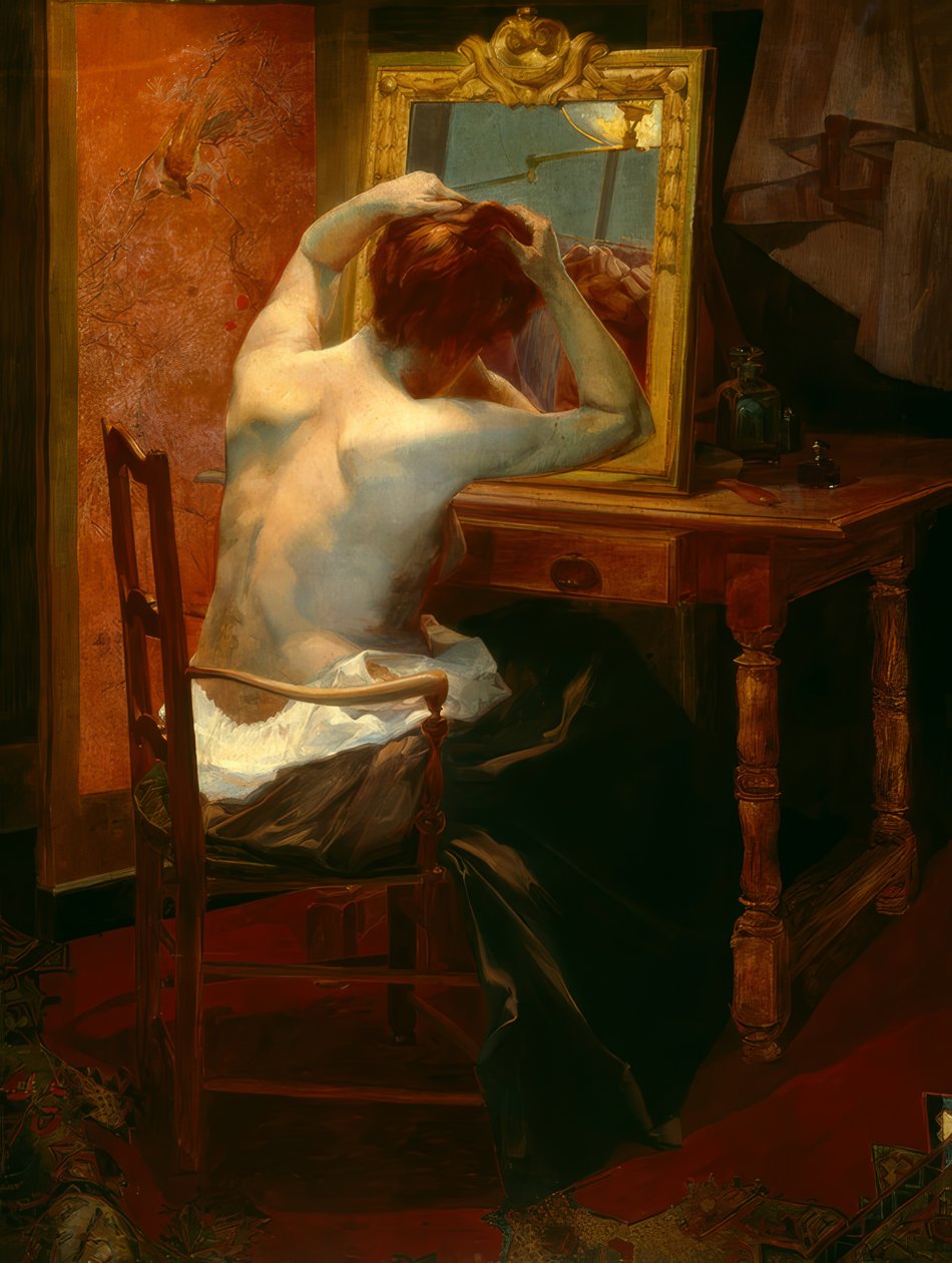 Una dama en el tocador de Leon Olivier Bon