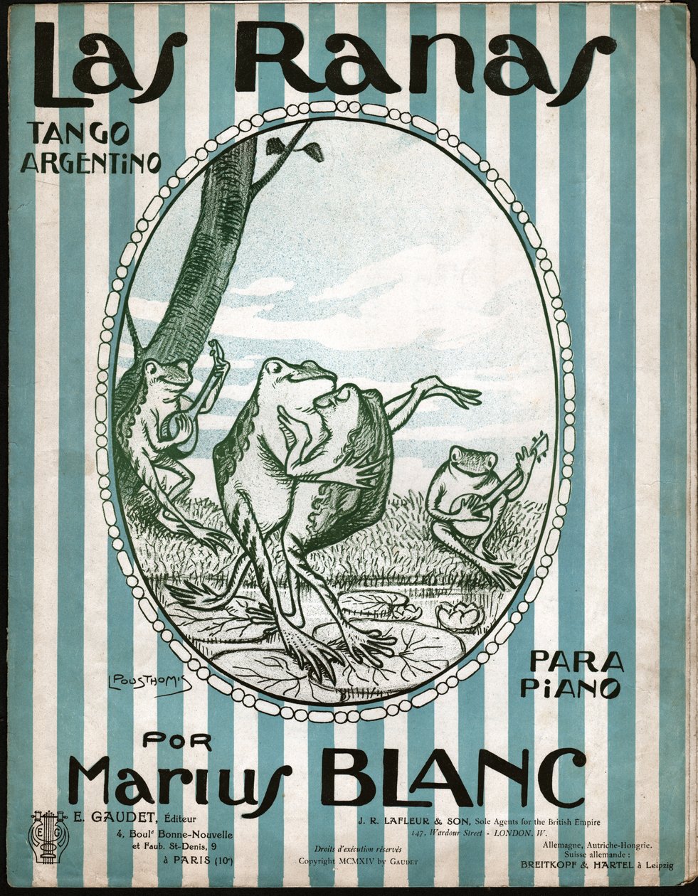 Ranas bailando tango. 1914 (Ilustración) de Leon Pousthomis