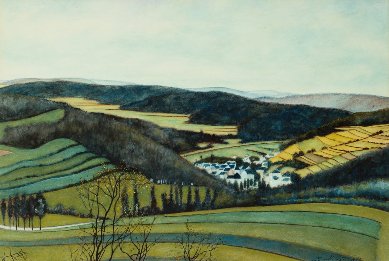 Paisaje, Vista de Vressets/Sermois; Paysage, Vue Vressets/Sermois de Leon Spilliaert