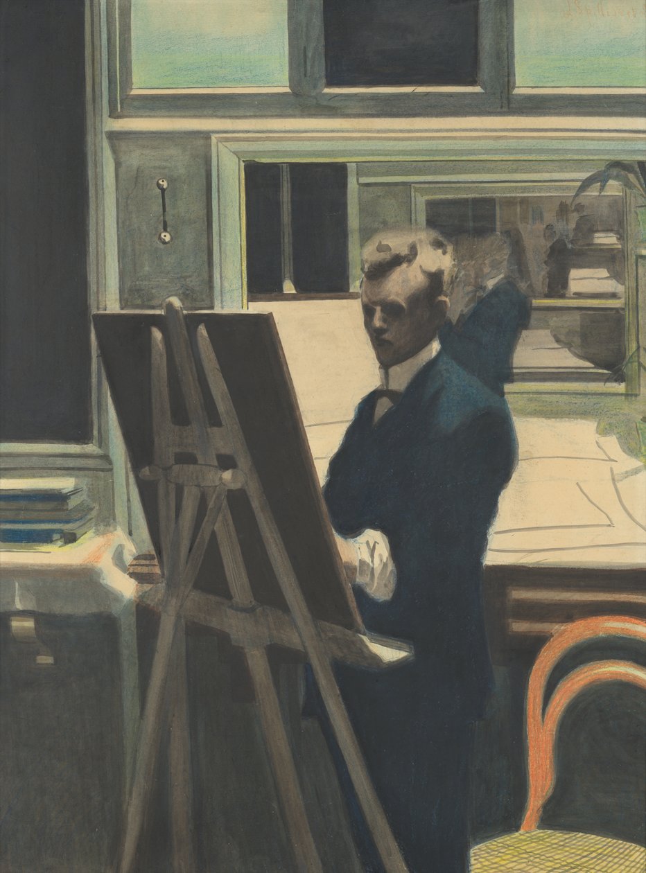 Autorretrato (acuarela sobre papel) de Leon Spilliaert