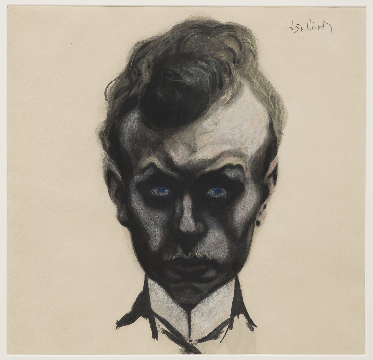 Autorretrato, c.1903 (pincel, tinta negra y pastel sobre papel crema) de Leon Spilliaert