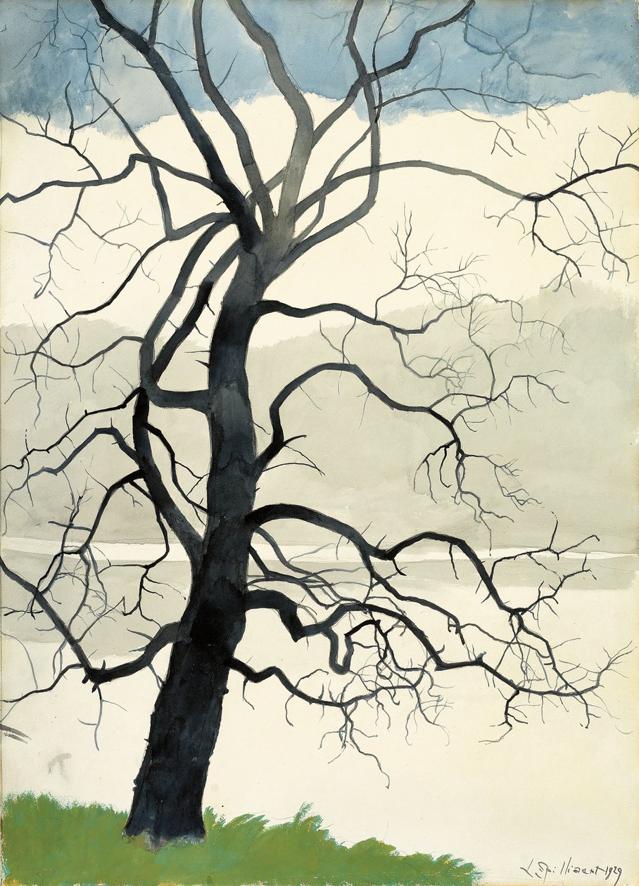 Árbol solitario al borde del estanque de Leon Spilliaert