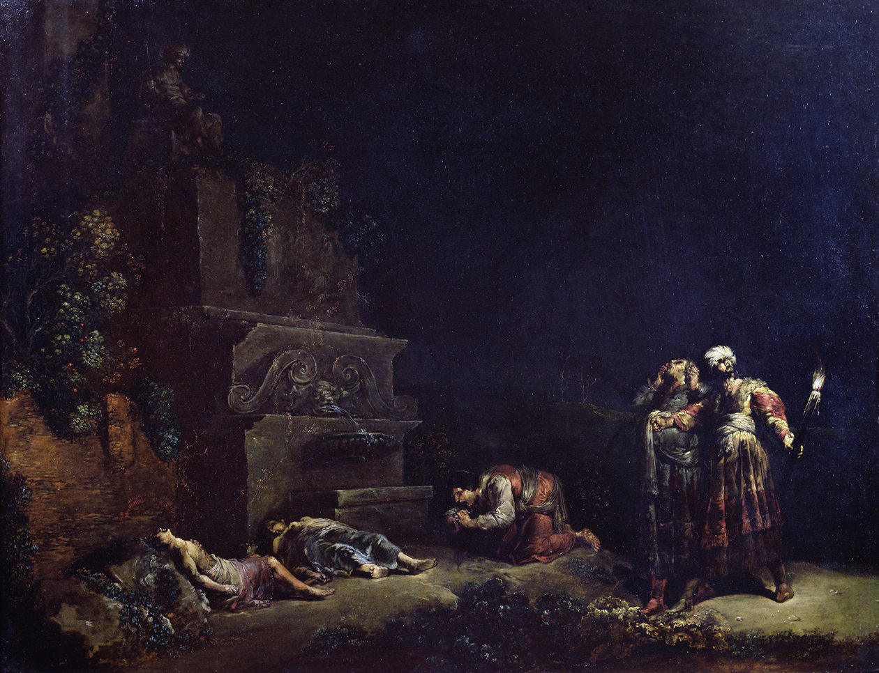 El descubrimiento de los cuerpos de Píramo y Tisbe, c.1630-35 de Leonard Bramer