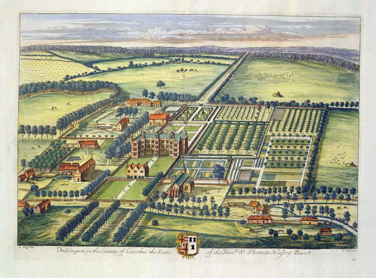 Doddington en el condado de Lincoln grabado por Johannes Kip (c.1652-1722) de Leonard Knyff