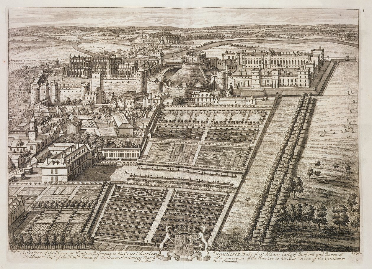 Castillo de Windsor, grabado por Johannes Kip de Leonard Knyff