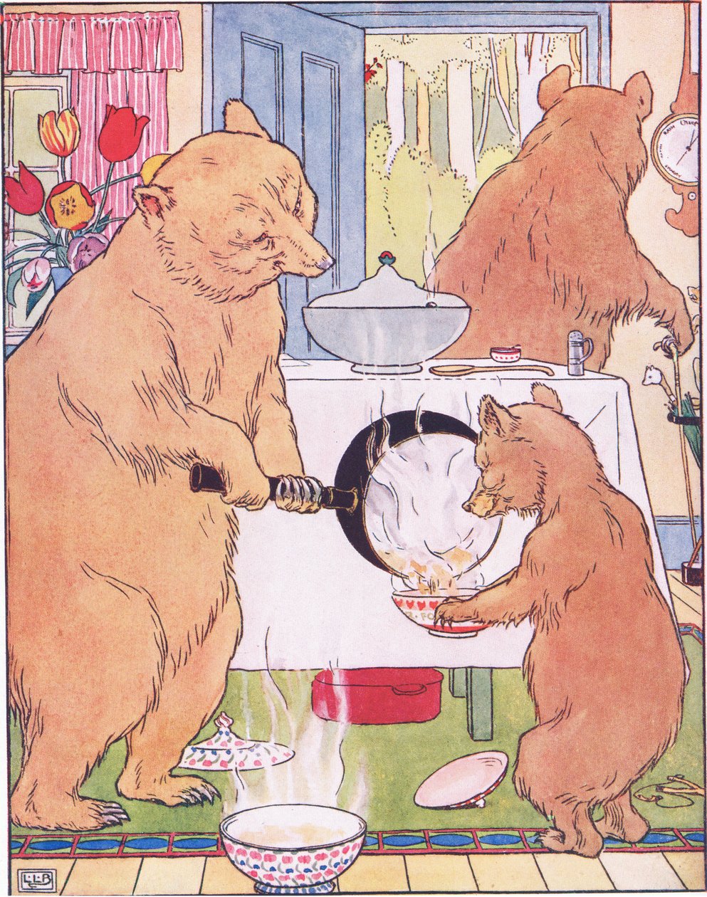 Ella vertió la avena en un tazón de Leonard Leslie Brooke