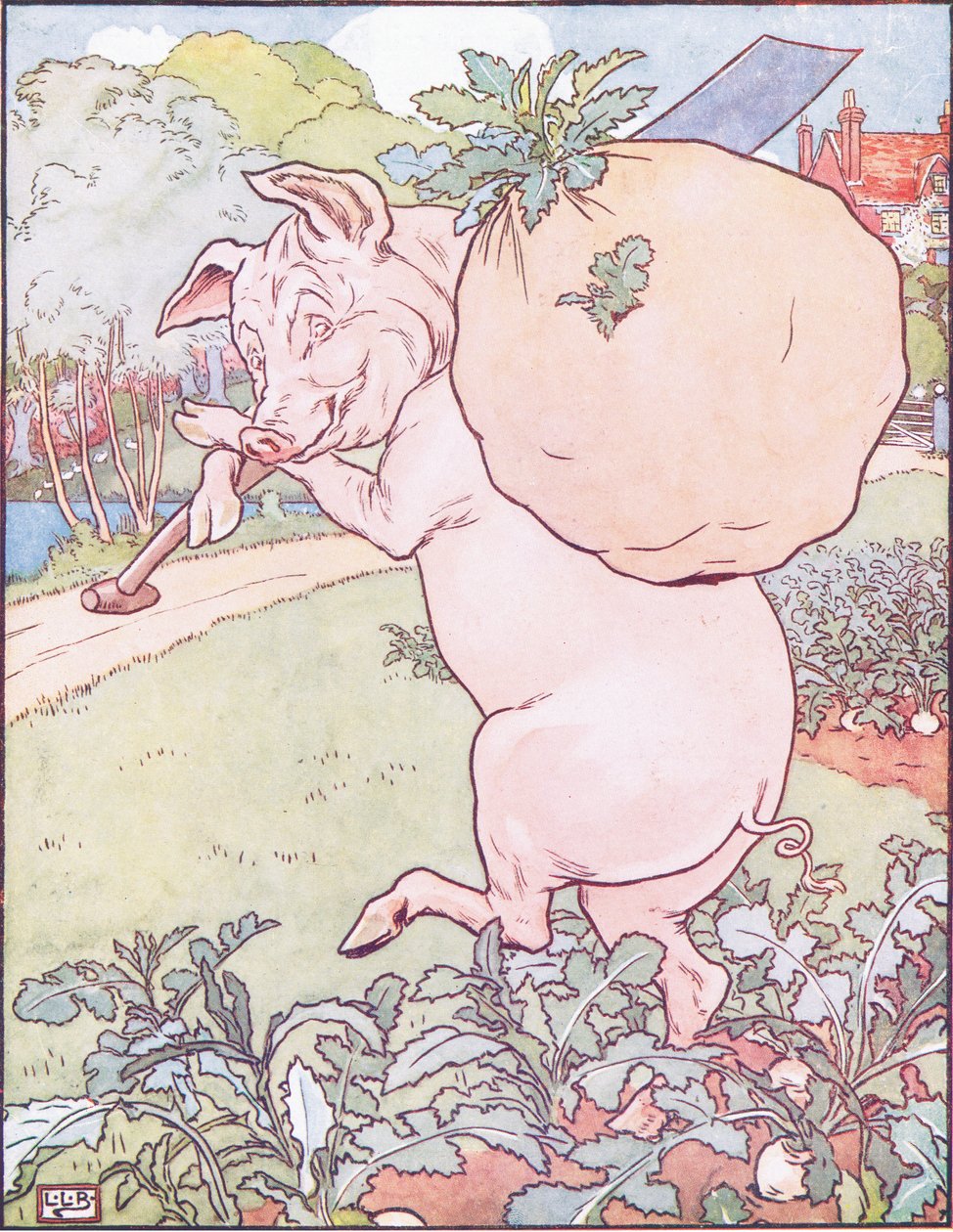 El cerdito se levantó a las cinco y recogió los nabos de Leonard Leslie Brooke