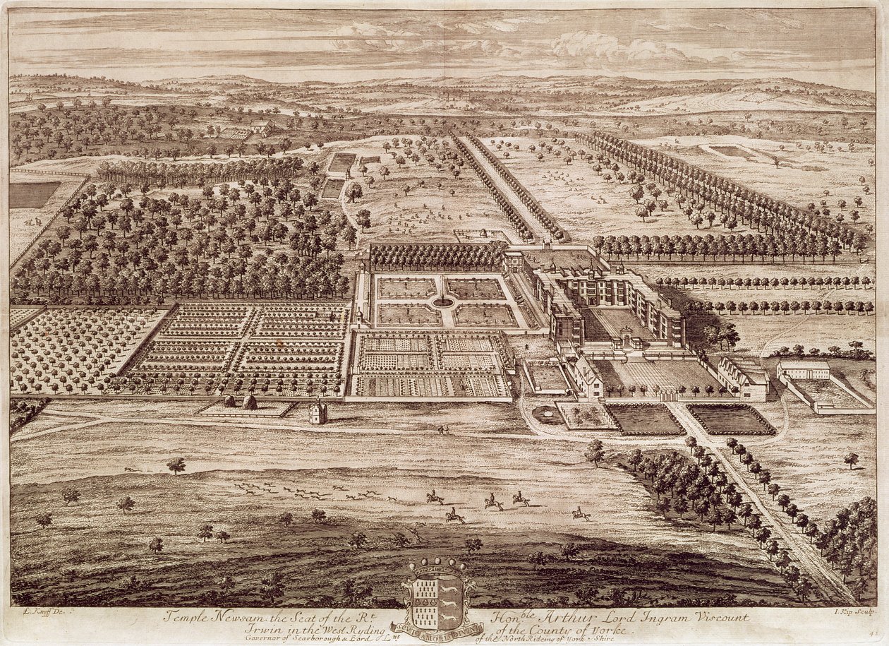 Vista de Temple Newsam House desde el este, grabado por Jan Kip (c.1652-1722) 1702 de Leonard (after) Knyff
