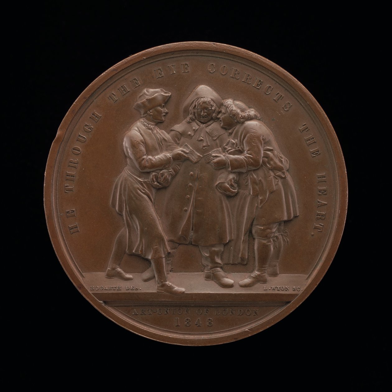 Solicitando votos escena central de una pintura de William Hogarth [reverso], 1848 de Leonard Charles Wyon