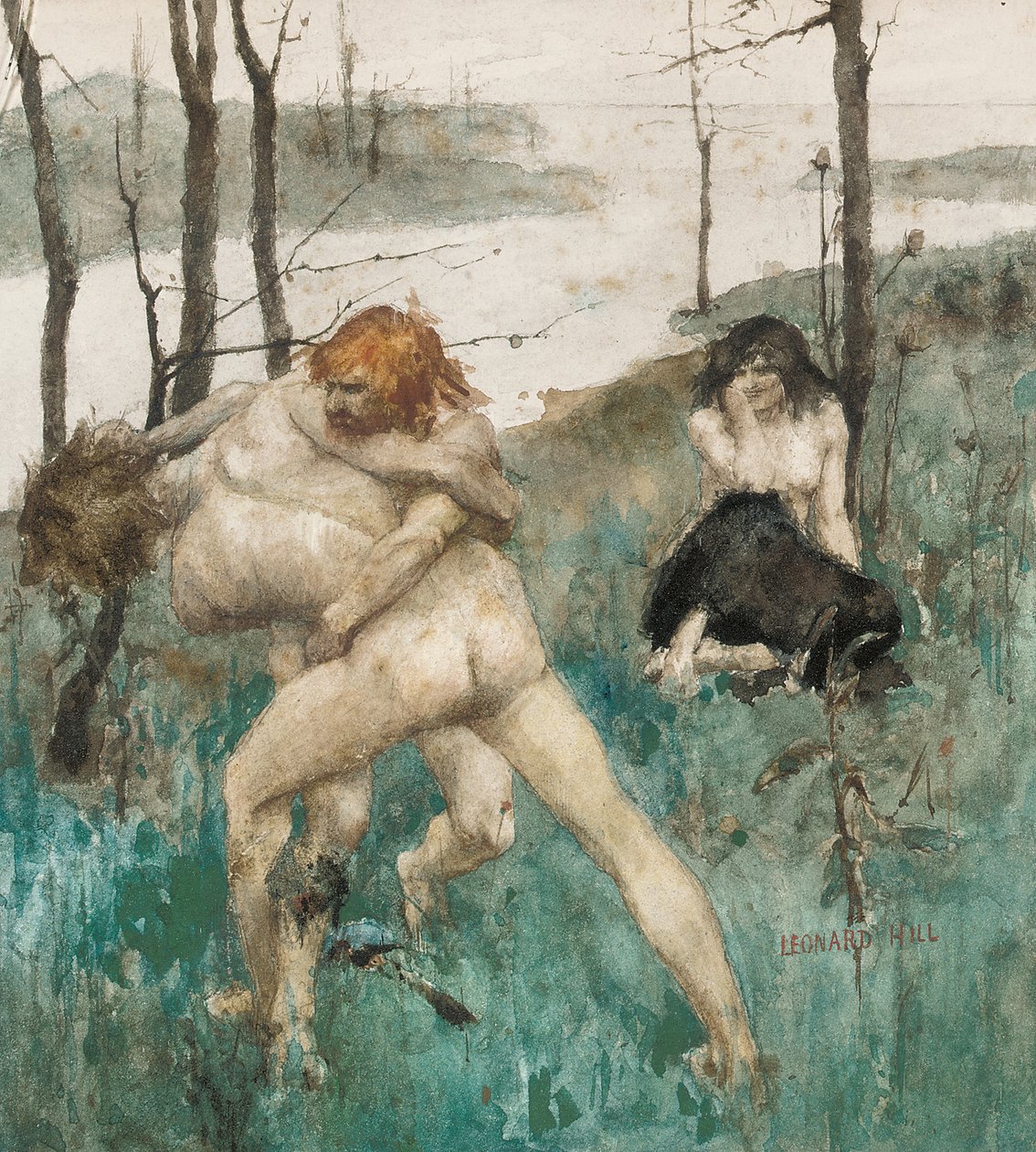 Defendiendo su honor (lápiz y acuarela sobre papel) de Leonard Erskine Hill