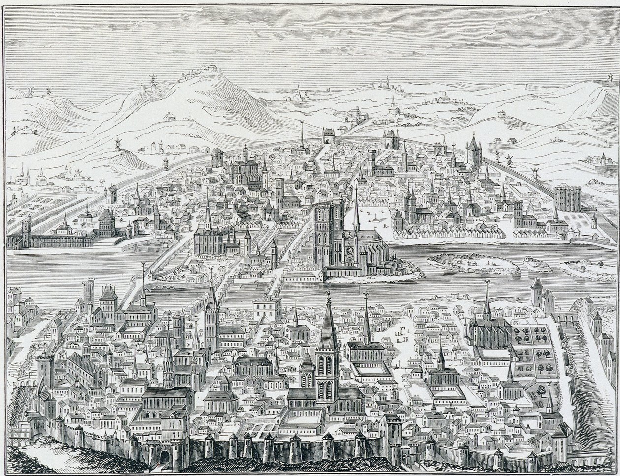 Gran vista en perspectiva de París en 1607, basada en el grabado de Léonard Gaultier de Leonard Gaultier