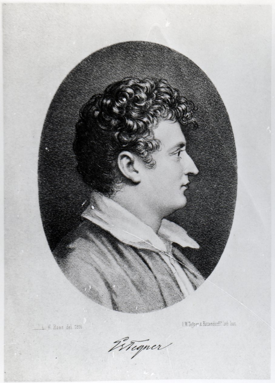 Esaias Tegner, grabado por Isaac Wilhelm Tegner y Johann Adolf Kittendorff de Leonard Henrik Roos af Hjelmsater