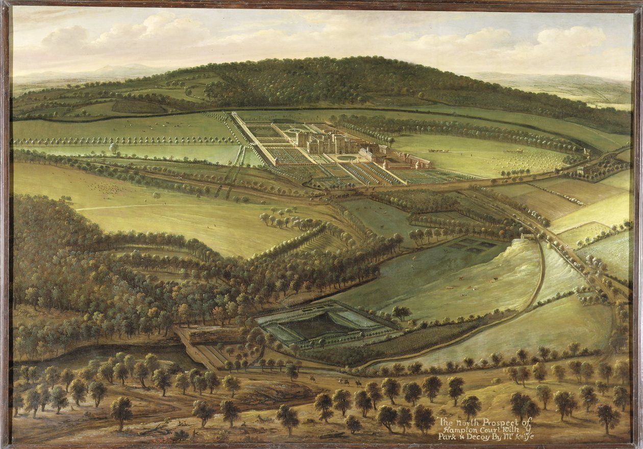 La perspectiva norte de Hampton Court, c.1699 de Leonard Knyff