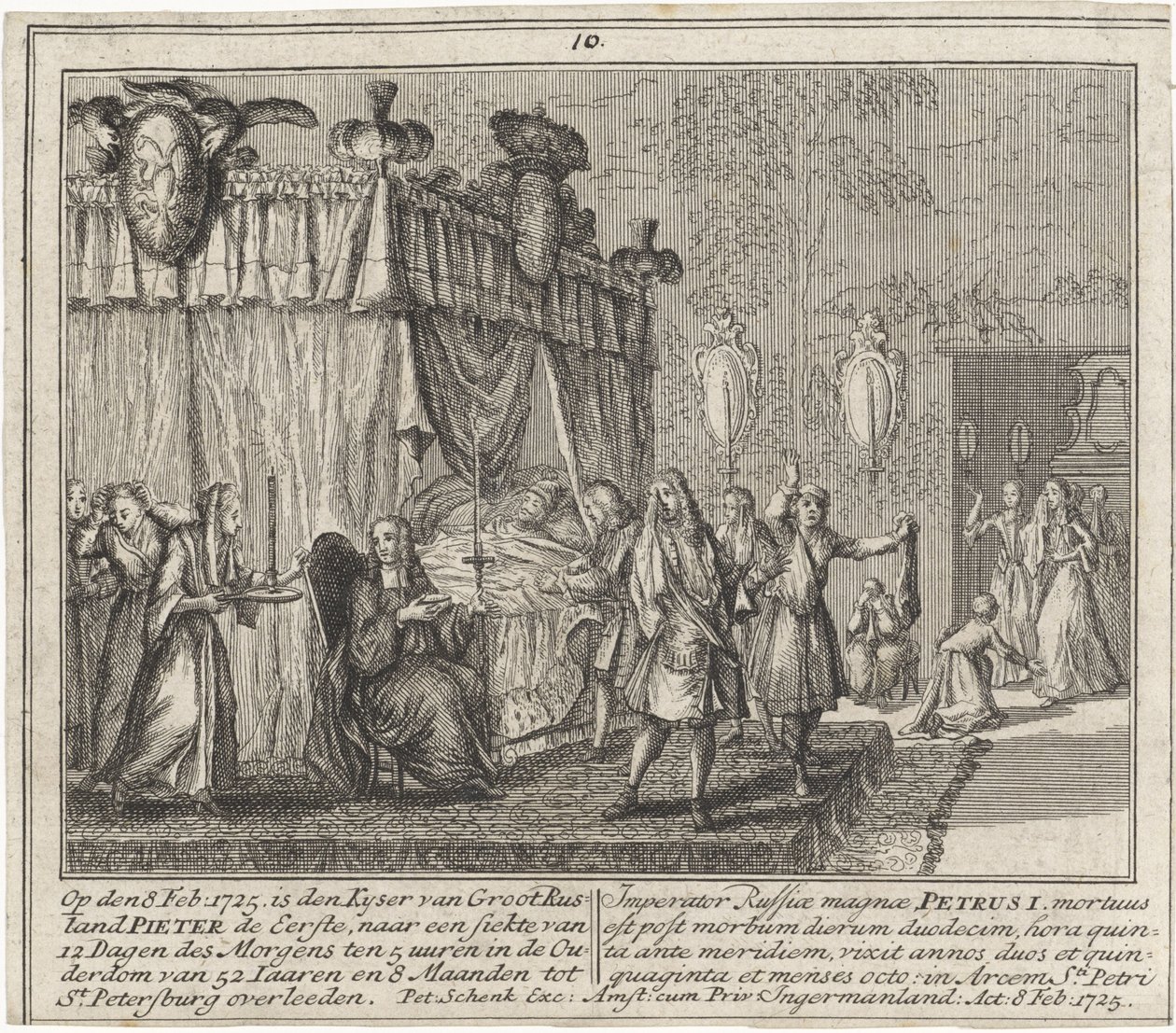 La muerte de Pedro el Grande el 8 de febrero de 1725 de Leonard Schenk