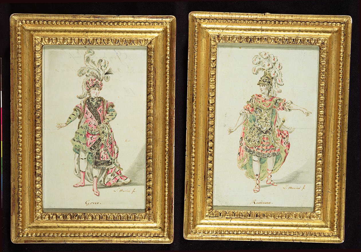 Diseños para un traje de ópera griega y romana, c.1770 de Leonardo Marini
