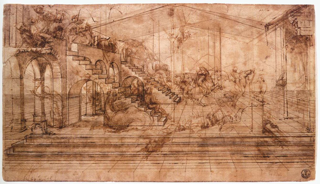 Estudio perspectivo de La Adoración de los Magos de Leonardo da Vinci