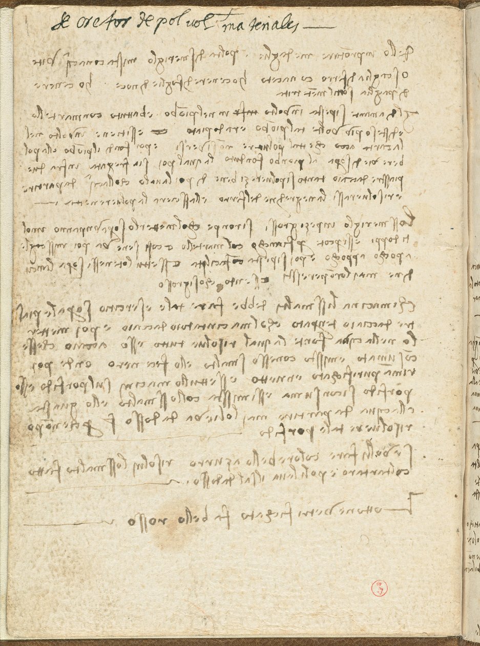 Código sobre el vuelo de los pájaros, c. 1505-06, manuscrito en papel, cc. 18, Cubierta II de Leonardo da Vinci